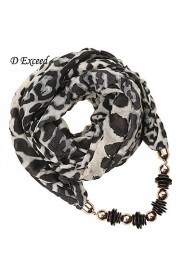 Women's leopard print beaded scarves thick warm scarf with pendant for winter