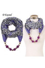 Women's leopard print beaded scarves thick warm scarf with pendant for winter