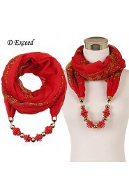 Women's leopard print beaded scarves thick warm scarf with pendant for winter