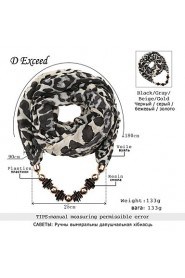 Women's leopard print beaded scarves thick warm scarf with pendant for winter