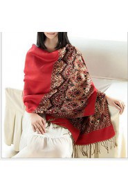 Women National Wind Pallium Tassel Super-long Warm Jacquard Scarf