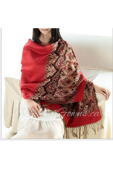 Women National Wind Pallium Tassel Super-long Warm Jacquard Scarf