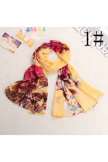 Bully Big Flowers Silk Shawl Sunscreen Chiffon Scarf