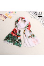 Bully Big Flowers Silk Shawl Sunscreen Chiffon Scarf