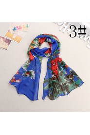 Bully Big Flowers Silk Shawl Sunscreen Chiffon Scarf