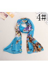 Bully Big Flowers Silk Shawl Sunscreen Chiffon Scarf