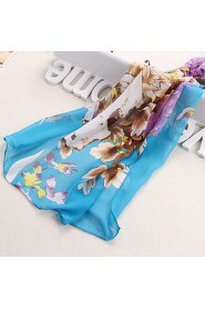 Bully Big Flowers Silk Shawl Sunscreen Chiffon Scarf