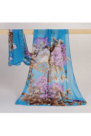 Bully Big Flowers Silk Shawl Sunscreen Chiffon Scarf