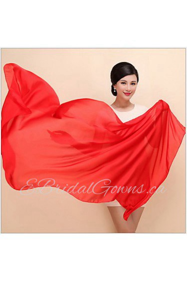 Women Vintage Chinese Red Color Elegant Silk Scarf Shawl