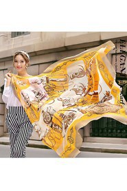 Summer Silk Large Square Scarf Thin Mantillas Print Big Shawl