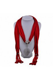 Women's Fashion Cotton Scarves with Alloy Leaf Charms Long Tassel Pendnat Scarf