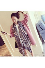 Fashion National Wind Retro Geometric Stripe Double-sided Printed Cotton Scarves Warm Silk Scarf Oversized Shawl