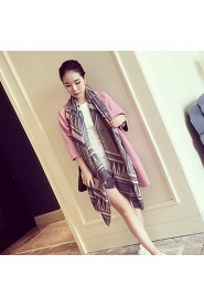 Fashion National Wind Retro Geometric Stripe Double-sided Printed Cotton Scarves Warm Silk Scarf Oversized Shawl