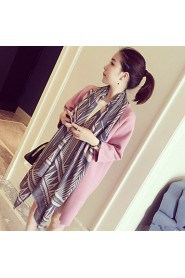 Fashion National Wind Retro Geometric Stripe Double-sided Printed Cotton Scarves Warm Silk Scarf Oversized Shawl