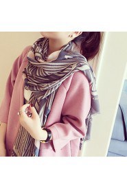 Fashion National Wind Retro Geometric Stripe Double-sided Printed Cotton Scarves Warm Silk Scarf Oversized Shawl