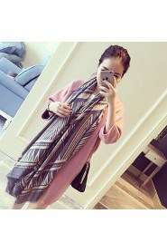 Fashion National Wind Retro Geometric Stripe Double-sided Printed Cotton Scarves Warm Silk Scarf Oversized Shawl