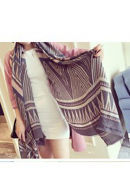 Fashion National Wind Retro Geometric Stripe Double-sided Printed Cotton Scarves Warm Silk Scarf Oversized Shawl