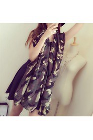 Women Super Wide Floral Camouflage Fringed Scarves Scarf