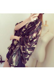 Women Super Wide Floral Camouflage Fringed Scarves Scarf