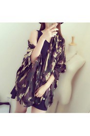 Women Super Wide Floral Camouflage Fringed Scarves Scarf