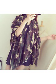 Women Super Wide Floral Camouflage Fringed Scarves Scarf