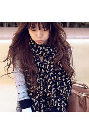 Women Long Silk Scarves Snow Kitten Printed Scarf Shawl