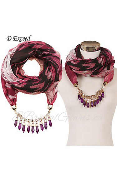 Wine Voile Multicolored Necklace Tassel Design Women Brand Jewelry Scarf Tassel Pendant Necklace Scarf