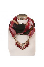 Wine Voile Multicolored Necklace Tassel Design Women Brand Jewelry Scarf Tassel Pendant Necklace Scarf