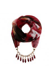 Wine Voile Multicolored Necklace Tassel Design Women Brand Jewelry Scarf Tassel Pendant Necklace Scarf