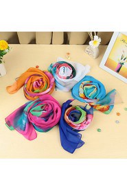 Women Scarf Chiffon Floral Print Contrast Color Block Long Spring Autumn Pashmina