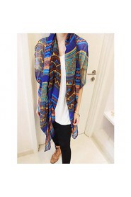 Women Bohemian National Wind Splice Color Geometric Scarves Scarf