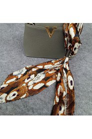 The New Long Section Of Scarves Crushed Leather Buckle Retro Print Small Bow Scarf (Random Color)