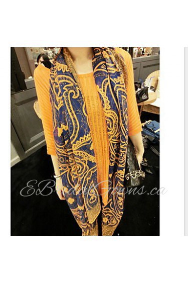 Women Summer Beautiful Complex Of Ancient Persia Pattern Collision Color Silk Voile Scarves Scarf