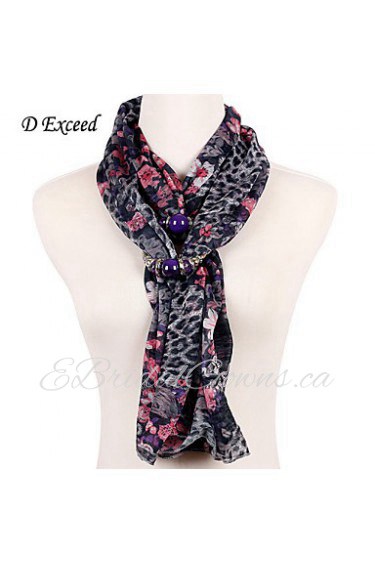 New Fashiom Match Chiffon Women Scarves Retro Pendant Scarf With Flower Printing And Grey Dot Pendant Scarves