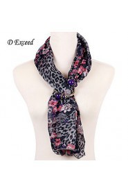 New Fashiom Match Chiffon Women Scarves Retro Pendant Scarf With Flower Printing And Grey Dot Pendant Scarves