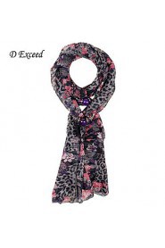 New Fashiom Match Chiffon Women Scarves Retro Pendant Scarf With Flower Printing And Grey Dot Pendant Scarves