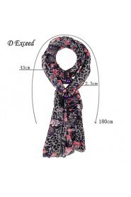 New Fashiom Match Chiffon Women Scarves Retro Pendant Scarf With Flower Printing And Grey Dot Pendant Scarves