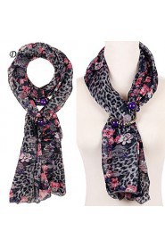 New Fashiom Match Chiffon Women Scarves Retro Pendant Scarf With Flower Printing And Grey Dot Pendant Scarves