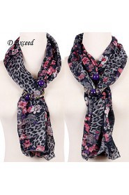 New Fashiom Match Chiffon Women Scarves Retro Pendant Scarf With Flower Printing And Grey Dot Pendant Scarves