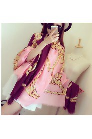 Women Super Wide Golden Chain Shawls Scarf Twill Cotton Printing Silk scarves