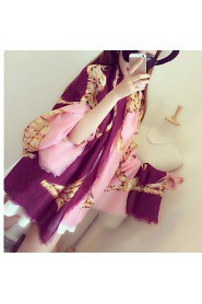 Women Super Wide Golden Chain Shawls Scarf Twill Cotton Printing Silk scarves