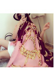 Women Super Wide Golden Chain Shawls Scarf Twill Cotton Printing Silk scarves