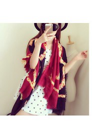 Women Super Wide Golden Chain Shawls Scarf Twill Cotton Printing Silk scarves