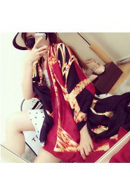 Women Super Wide Golden Chain Shawls Scarf Twill Cotton Printing Silk scarves