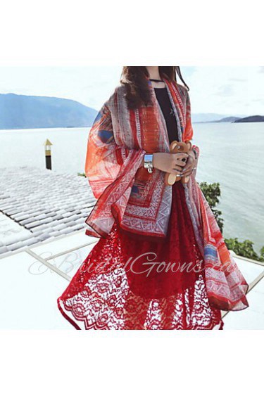 Geometry Seaside Resort Beach Towel Cotton Printed Summer Wide Scarves Scarf Shawl