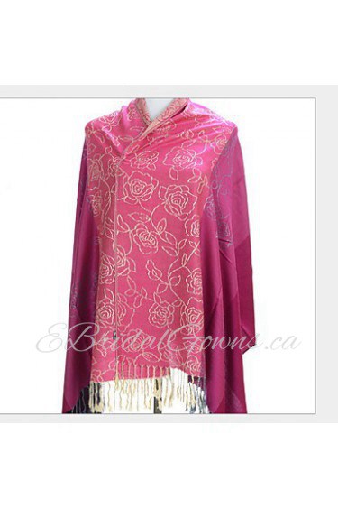 Women National wind Jacquard Rose Silk Scarf Shawl