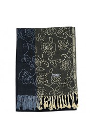 Women National wind Jacquard Rose Silk Scarf Shawl