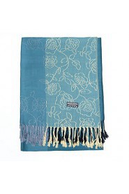 Women National wind Jacquard Rose Silk Scarf Shawl