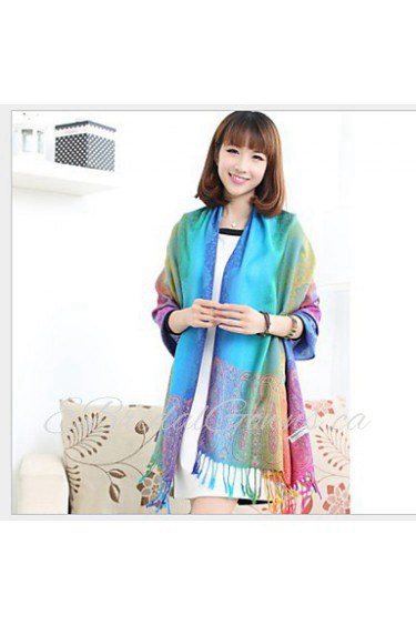 Ms. National Wind Fall And Winter Travel Vintage Jacquard Fringed Gradient Color Shawl Warm Sun Scarf