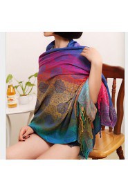 Ms. National Wind Fall And Winter Travel Vintage Jacquard Fringed Gradient Color Shawl Warm Sun Scarf